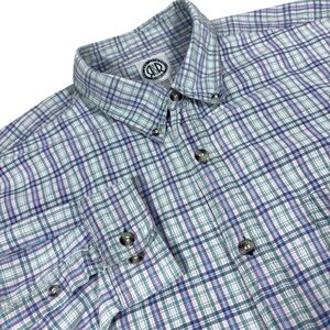 Vintage R/R Men’s Button Up XL 17 L/S‎ Green Plaid 100% Cotton Casual Classic